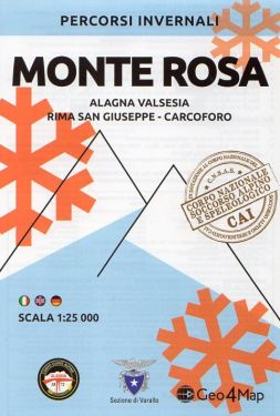 Carta scialpinistica Monte Rosa, Alagna Valsesia, Rima San Giuseppe, Carcoforo 1:25.000