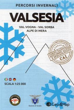 Carta scialpinistica Valsesia, Val Vogna, Val Sorba, Alpe di Mera 1:25.000