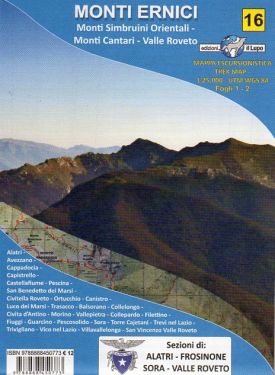 Monti Ernici, Simbruini Orientali, Monti Cantari, Valle Roveto f.16 1:25.000