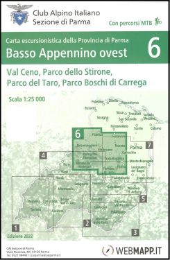 Basso Appennino Parmense ovest - Val Ceno, Parco dello Stirone, Parco del Taro, Parco Boschi di Carrega f.6 1:25.000