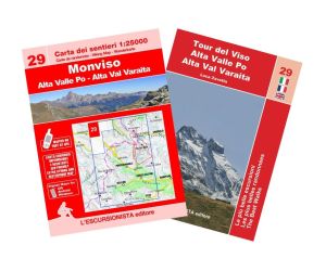 29 - Monviso, Alta Valle Po, Alta Val Varaita carta dei sentieri 1:25.000 con guida