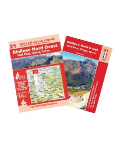 21 - Biellese Nord Ovest - Valli Elvo, Oropa, Cervo carta dei sentieri 1:25.000 con guida