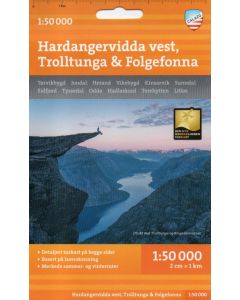 Hardangervidda vest, Trolltunga, Folgefonna 1:50.000