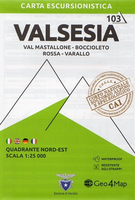 inglese e tedesca Rossa Varallo Rossa Carta escursionistica Valsesia italiana Vol. 3 Boccioleto Varallo Scala 1:25.000 Quadrante nord-est: Val Mastallone Ediz : Val Mastallone 